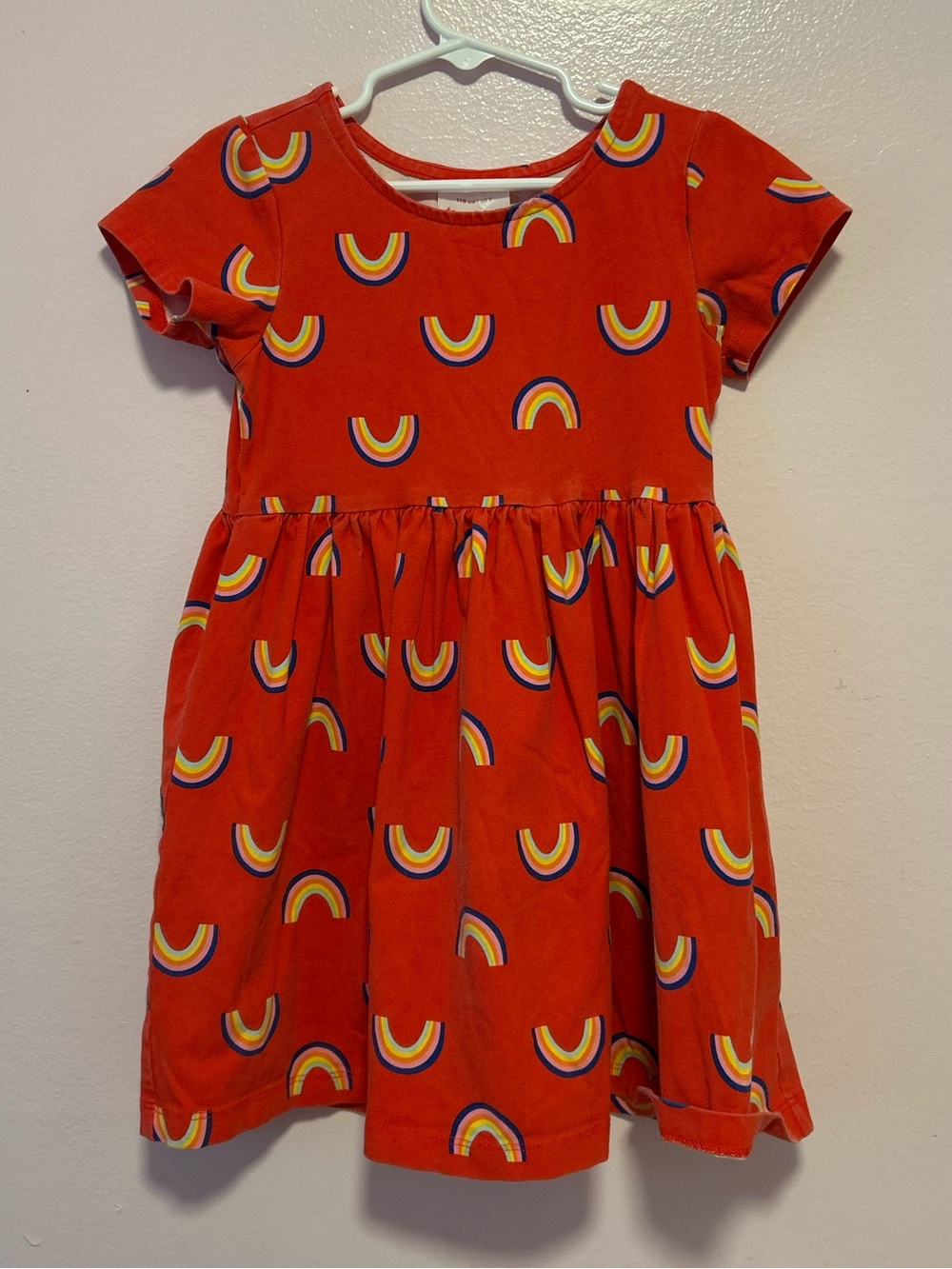 Hanna Andersson Red Rainbow Print Dress Sz 110 or 5